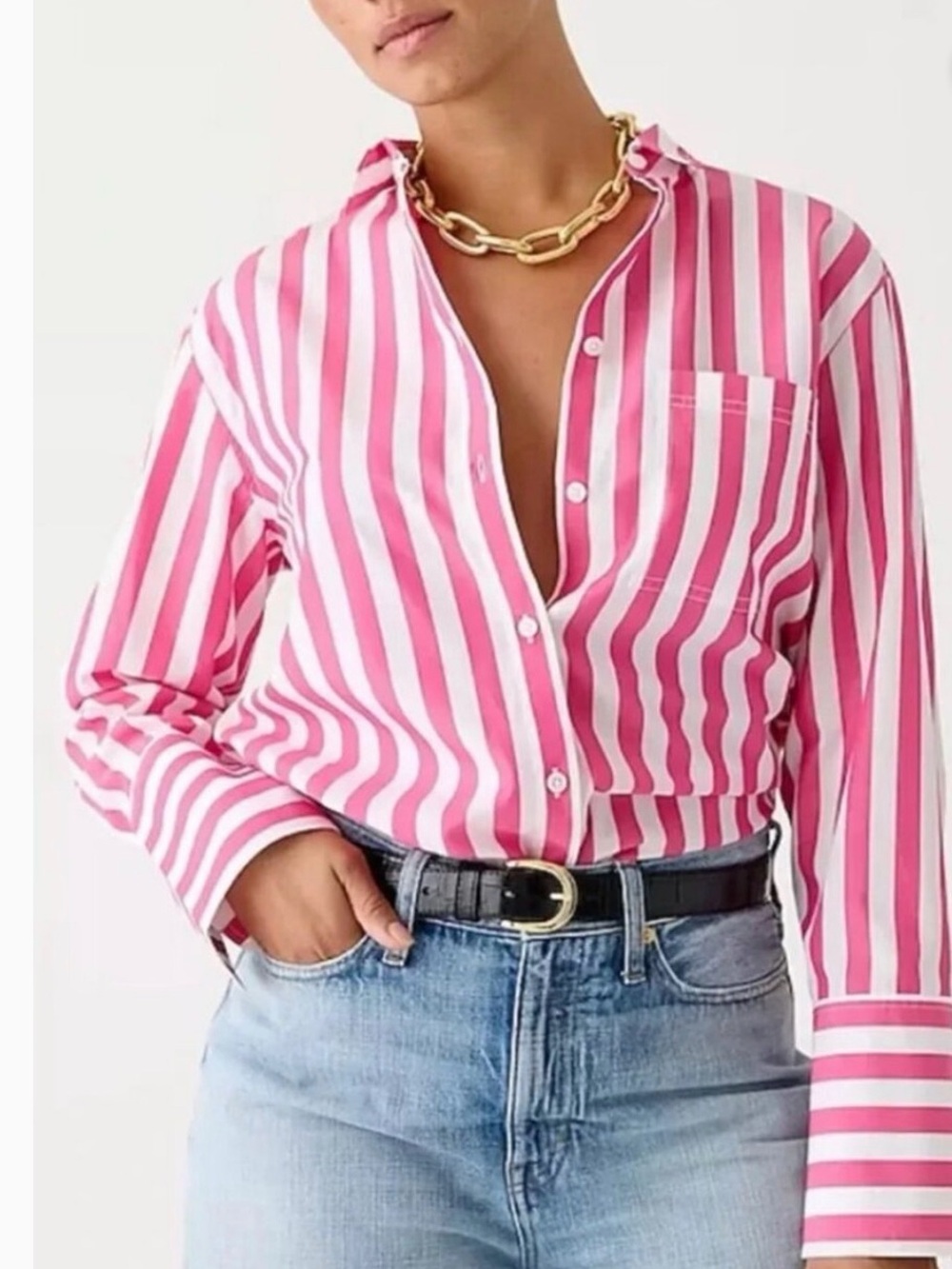 J. Crew Striped Pink Button-Down Shirt - Women